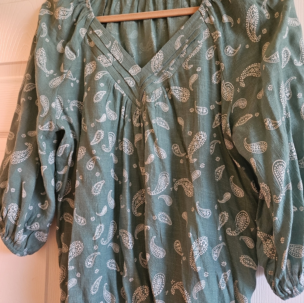 Paisley Print Green Women's Top